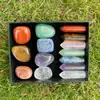 Piedra Natural Amatista Columna Hexagonal Punto Único Irregular Set de 7 Piedras de Yoga Caja de Regalo Nuevos Productos Transfronterizos