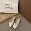 Mocasines de Mujer con Tacón Grueso y Moño de Lunares Franceses Verano 2026 Estilo Coreano Nuevo Boca Baja Punta Cuadrada Slip-on Zapatos Pequeños de Cuero