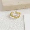 Anillo de Perlas Naturales Retro Simple de Tres Capas con un Toque de Lujo, Apilable y No se Desvanece, Joyería Abierta para Dedo
