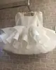 Vestido de Princesa Infantil de Manga Longa com Glitter Camadas de Babados Barra Larga Saia Evasê para Festas de Aniversário de Meninas Apresentações de Palco Traje Formal