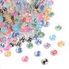 Paquete de 100 cuentas acrílicas con alfabeto oblatas, de color transparente, para manualidades.