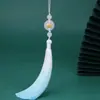 Nova Base de Flores Estilo Chinês Fivela da Paz de Jade Branco Pingente de Borla Gradiente Pingente de Borla Estilo Antigo DIY Acessório de Qipao