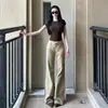Jeans Caqui Retro Americano para Mujer 2025 Nuevo Otoño e Invierno Cintura Baja Look Adelgazante Pantalones que no se ajustan a la pierna