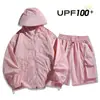 Traje de Protección Solar para Hombre Nuevo Verano Ropa de Protección Solar Shorts de Secado Rápido Transpirables para Exteriores Ropa Casual para Pareja Traje Anti-UV