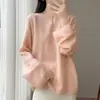 Nuevo Suéter de Punto Holgado Estilo Perezoso con Cuello Redondo, Botón Único y Diseño Calado 100% Lana para Mujer