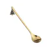 S Regalo de Navidad juego de cucharas de acero inoxidable lindo colgante cuchara de postre cuchara de café tenedor de fruta cuchara caja de regalo