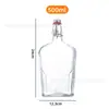 Botella de Vidrio Lock-And-Lock Transfronteriza, Botella Redonda Transparente con Cierre a Presión, Botella de Vino de Vidrio Grueso Plana Ancha, Botella Multifuncional para Jugo y Enzimas
