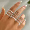 Anel Elástico de Contas Brancas Estilo Japonês e Coreano Anel de Contas Brancas Moda Personalizada Estilo Ins Conjunto de 10 Peças