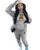 Novo conjunto de moletom com capuz casual de comércio exterior marca de moda conjunto de moletom estampado com cabeça de urso tamanho europeu moletom