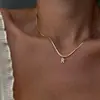 Dazan Joias da Moda Versáteis Estilo Europeu e Americano Ins Transfronteiriço Personalizado Banhado a Ouro Real 18K Zircônia Colar de Corrente Fina com Letra Pequena