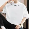 Camiseta de Verano para Hombre de Manga Corta, Estilo Americano, Holgada, Cuello Redondo, 100% Algodón, Peso Pesado de 260g con Estampado