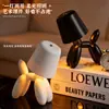 Lámpara de Mesa con Forma de Perro Globo Nórdico Luz de Noche de Atmósfera para Dormitorio Mesita de Noche Lámpara de Decoración Artística Creativa para Escritorio