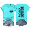 Mãe Sênior 2027 Amazon Wish Site Independente Moda Versátil Feminina Gola V Manga Curta Camiseta Transfronteiriça