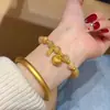 Produto Popular do Xiaohongshu: Traga Riqueza e Boa Sorte, Pequeno Amuleto da Sorte Gordo Cabelo Dourado Pulseira de Cristal, Luxo Leve e Sensação de Alto Padrão, Pulseira de Cristal Dourado Estilo Antigo