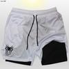 Pantalones de Playa Deportivos de Malla para Hombre Verano Doble Capa 2 en 1 Spider-Man Europeo y Americano Running Secado Rápido Impermeable