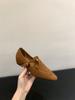 Sapatos Mary Jane Retro com Elevação Interna Sapatos Femininos 2025 Novos Primavera e Outono Mocassins Bico Fino Camurça Pequenos Sapatos de Couro