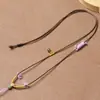 Cordón Fino para Colgante de Joyería DIY, Accesorios Tejidos a Mano de Jade Hetian, Colgante de Jade y Oro, Hebilla de Paz, Cordón de Cuero Encerado