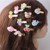 Horquilla de aleación con grafiti de estilo coreano para mujer, flequillo, horquilla de cereza de color gelatina de dibujos animados, tocado de conejo para niña