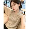 Estilo Old Money Cuello Redondo Hueco Sin Mangas Camiseta de Punto para Mujer Verano Nueva Moda Versátil Transpirable Chaleco Top 13338