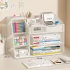 Estante de Almacenamiento para Escritorio Portalápices de Estudiante Estantería Organizadora de Escritorio de Gran Capacidad Estante de Almacenamiento de Archivos para Oficina