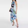 Vestido casual de cuello halter con estampado geométrico para mujer, nuevo, de primavera/verano 2026, transfronterizo europeo y americano