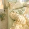 Conjunto de cama de algodão lavado A6L com quatro peças, estilo seersucker, colcha de coração para meninas coreanas, dormitório estudantil de três peças