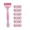 Maquinilla de afeitar manual de seis capas, maquinilla de depilación, herramienta para depilar las axilas, maquinilla de 6 hojas para mujer
