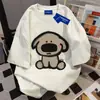 Camiseta de Manga Corta Impresa Retro de Calle de Alto Estilo Japonés Vintage para Mujer, Top Casual Holgado de Cuello Redondo de Moda, Verano 2025
