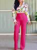 Roupas Femininas Transfronteiriças de 2023 Moda Europeia e Americana Slim-fit Personalidade Calça de Sino de Botão Duplo Microelástica Colorível
