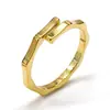 Diseño simple dislocación abierta anillo de bambú titanio acero mujer estilo ins personalidad moda todo partido índice chapado en oro anillo