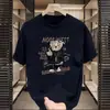 Venta al por mayor del fabricante top de verano moderno con estampado de dibujos animados y letras en inglés, manga tres cuartos, holgado, cuello redondo, camiseta versátil