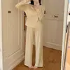 Top de tirantes de encaje entallado a la cintura con copas, conjunto para estar en casa, conjunto casual de dos piezas de rayón holgado con cuello en V para primavera y otoño, se puede usar para salir