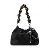 Bolso Mujer 2024 Nuevo Bolso Cubo Sencillo Moda Mujer Trendy Bolso Plegado Bolso Cruzado de Perlas Bolso de Cadena de Color Sólido