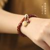 Pulsera de un solo círculo de cuentas cuadradas de sándalo verde para mujer, estilo étnico chino nuevo, linda garra de gato, curativa, estilo pastoral Mori, personalizada