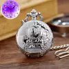 Nuevo reloj de bolsillo vintage más vendido transfronterizo, locomotora con luces LED, reloj de bolsillo de cuarzo creativo literal, una generación de cabello