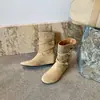 Estilo Coreano 2026 Novas Botas Curtas da Moda com Bico Redondo para Mulheres Verão Salto Médio Aumenta Altura Botas de Moda Botinhas Fashion Versátil