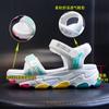 Sandalias de Suela Arcoíris de Verano para Mujer 2026 Nuevos Zapatos Planos Versátiles y Transpirables para Mujer con Velcro Zapatos Casuales para Mujer