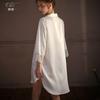Pijama Camisa Estilo Namorado Sexy Xianyi para Mulheres, Verão Fino Seda de Gelo Manga Longa Cor Sólida Vestido de Noite Conjunto Loungewear 509