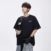 Camiseta Bordada Americana de Cuello Pequeño de Manga Corta para Niños 2025 Verano Nueva Marca de Moda Holgada Casual Camiseta de Media Manga para Pareja