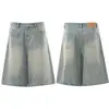 Shorts de Mezclilla Sueltos para Hombre Nb357 High Street Estilo Americano Diseño de Alta Gama Unisex con Estampado de Tinta y Adornos de Pedrería
