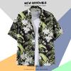 Camisa Floral de Playa Estilo Tailandés de Manga Corta para Hombre ins Pi Shuai Verano Estilo Hong Kong Retro Hawaiana Seda de Hielo Camisa de Playa Trendy