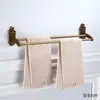 Estante de Toallas de Baño Antiguo Estilo Europeo Aluminio Espacial Barra para Toallas Baño Estante de Almacenamiento de Doble Capa Estante para Pañuelos Red de Jabón suit
