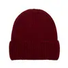 Venta Directa de Fábrica Sin Costuras de Una Pieza Color Sólido 100% Lana Gorro Tejido para Mujer Gorro para el Frío Protección para los Oídos Cálido Gorro de Lana Listo para la Venta