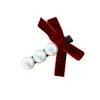 Pasador de Pelo con Lazo de Terciopelo Estilo Coreano Perla Pasador de Lado Pinza para Flequillo Camelia Estilo Hepburn Accesorios para el Cabello para Mujeres