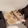 Zapatos Peludos Estilo Francés para Ropa de Exterior de Mujer Otoño e Invierno 2025 Nuevo Estilo Slip-On Felpa Felpa Zapatos Mary Jane Zapatos de Algodón
