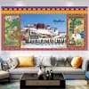 Palácio Potala Mural Cultura Xizang Tapeçaria Tangka Salão de Buda Tecido para Parede de Fundo de TV Jixiang Quatro Auspícios Longevidade Pano Pendurado