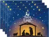 Manteles navideños transfronterizos 4 juegos de platos de cena tazas con tapetes termoaislantes Manteles decorativos para la atmósfera de las fiestas navideñas