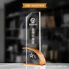 Nuevo trofeo de metal de cristal de alta calidad al por mayor, medalla anual de negocio para empleados destacados de empresa creativa, premios de competición
