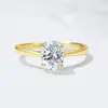Anel de Zircônia Oval em Prata Esterlina s925 para Mulheres Europeu Americano Transfronteiriço Simples Alto Padrão Imitação de Diamante Aliança de Casamento Joia