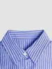 Conjunto de camisa de manga larga a rayas con decoración de lazo en la espalda sin espalda y cuello alto, y shorts de cintura alta, informal de primavera y otoño transfronterizo de Amazon